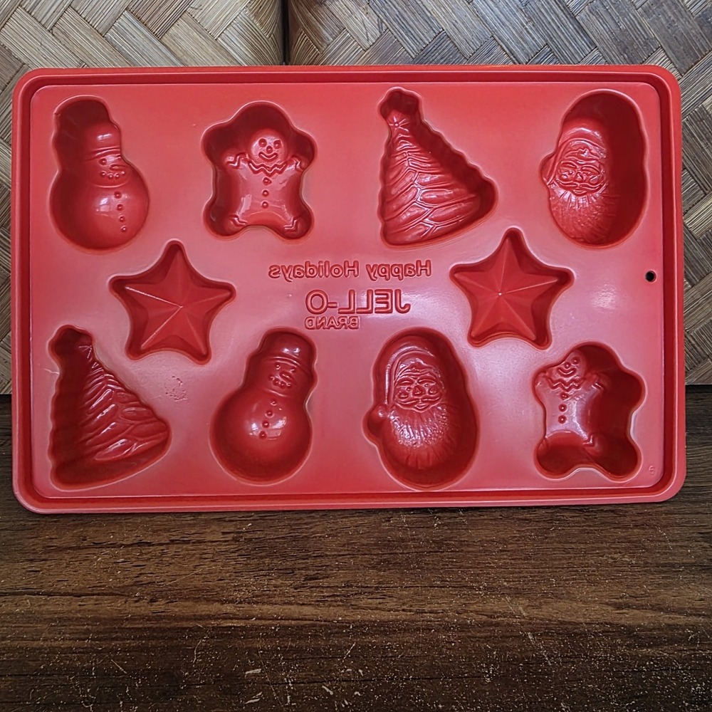 Jell-O Jigglers Mold Christmas Holiday Lot of‎ 2 Vintage Red & Green Santa Tree